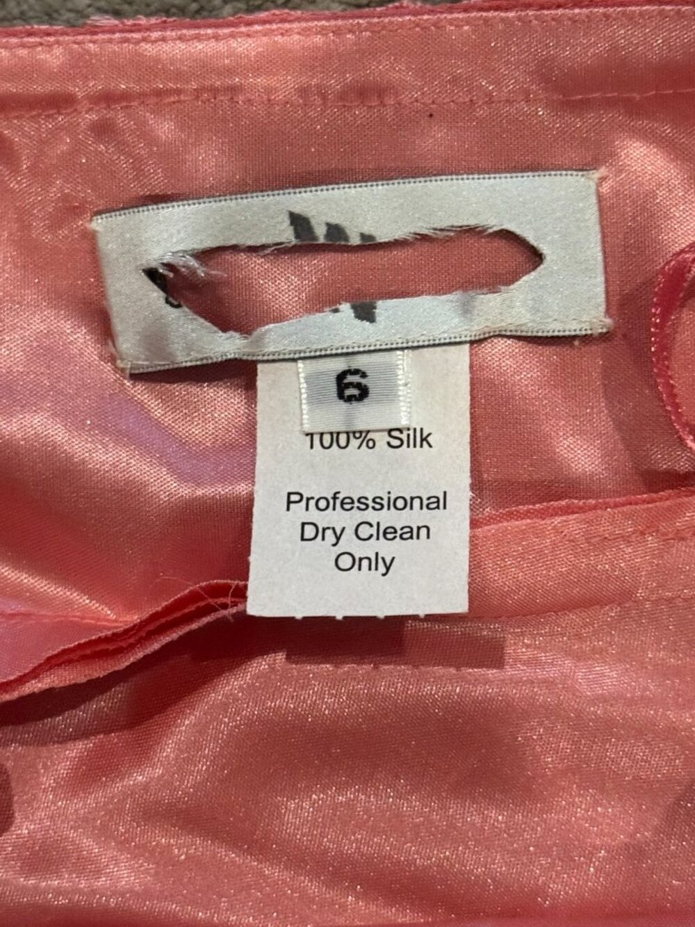 Sue Wong Silk Chiffon Y2K Handkerchief V Camisole Coral Pink Crochet Top Deco #7 - Picture 10 of 16